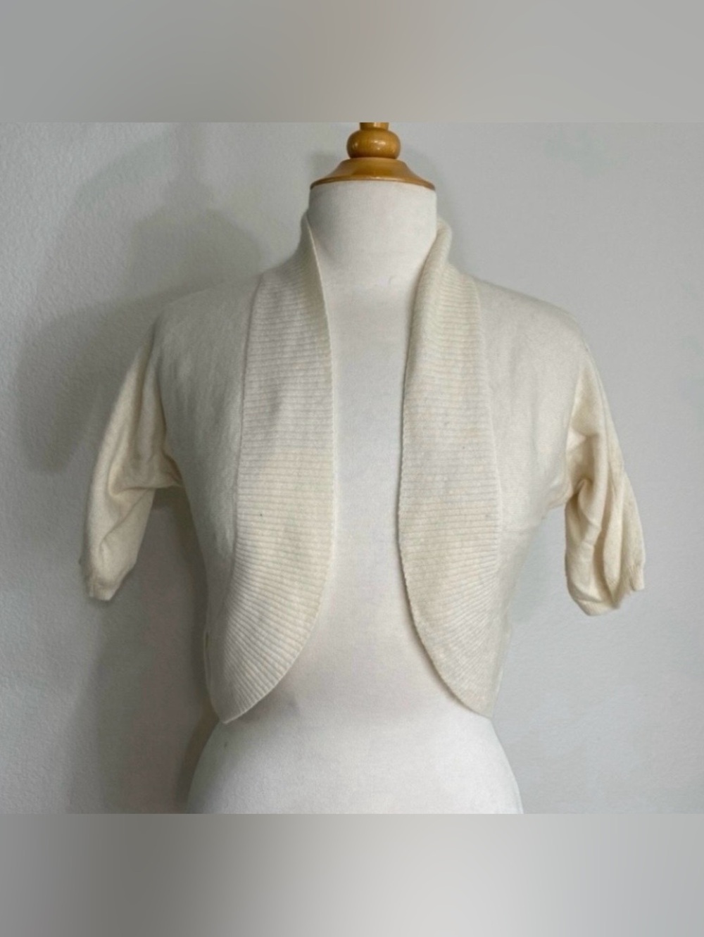 Banana Republic Italian Yarn Womens Cream Open Crop Cashmere Mix Cardigan XS